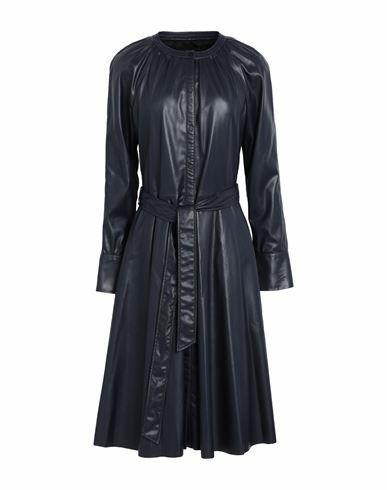 Karl Lagerfeld Faux Leather Dress Woman Midi dress Midnight blue Polyester, Polyurethane coated Cover