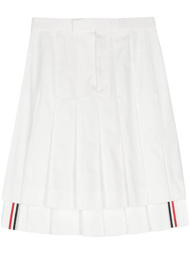 Thom Browne pleated twill midi skirt - White Cover