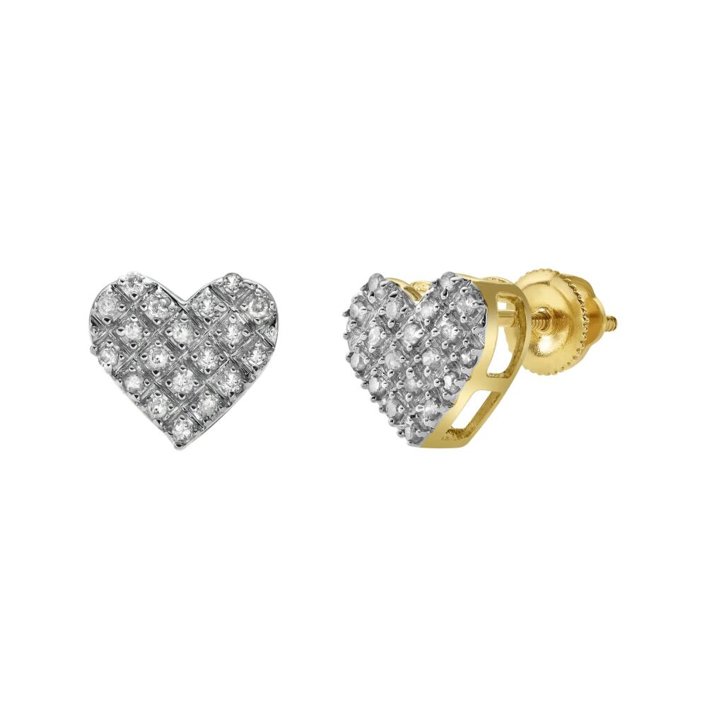 LuvMyJewelry Ice Hearts 10K Yellow Gold Diamond Stud Earrings - 0.18ct. Cover