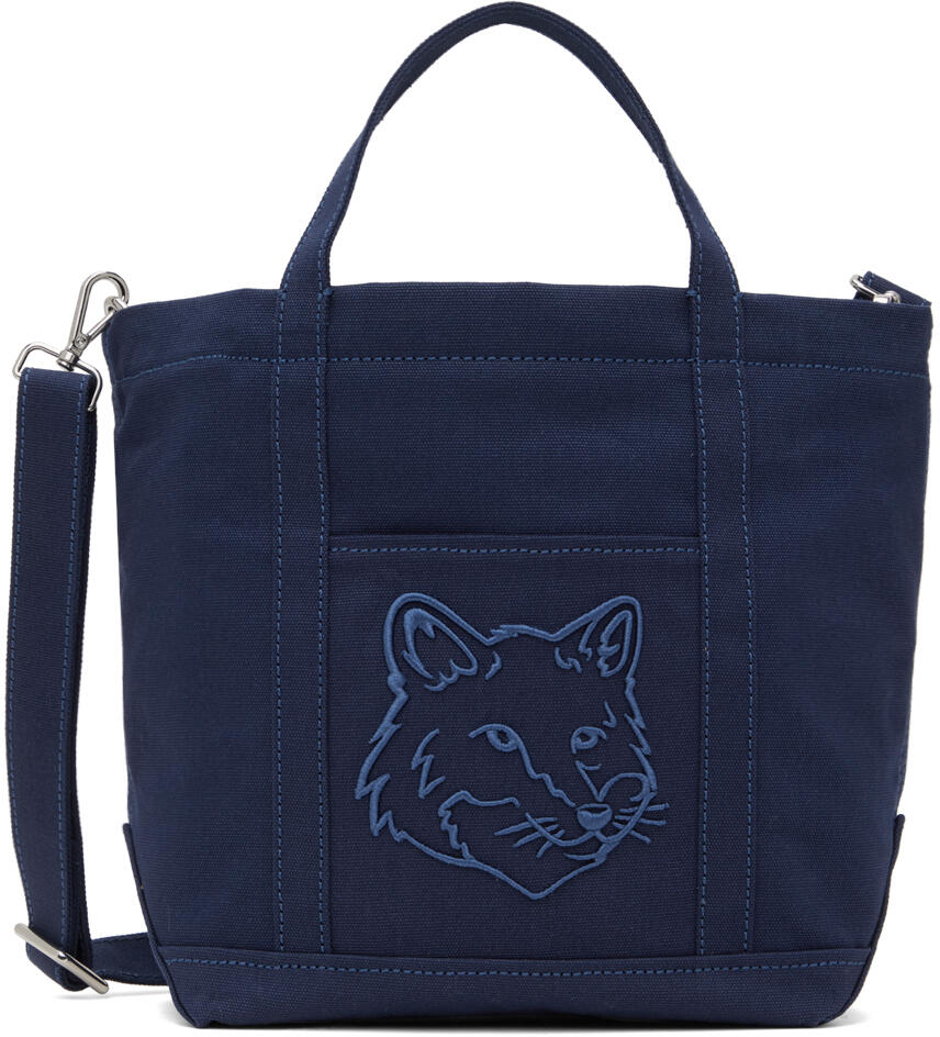 Maison Kitsuné Navy Fox Head Small Tote Cover