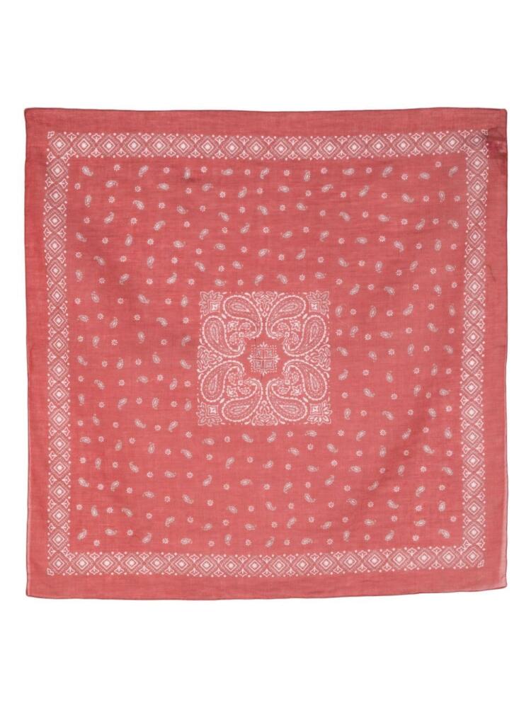 Eleventy paisley-print cotton scarf - Red Cover