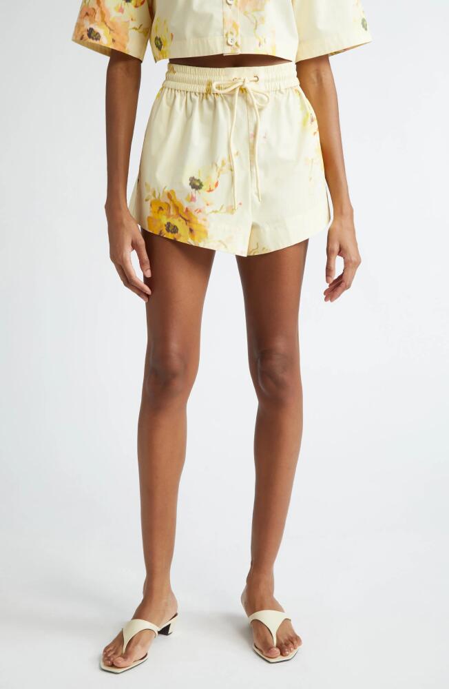 Zimmermann Lightburst Relaxed Floral Shorts in Yellow Floral Cover