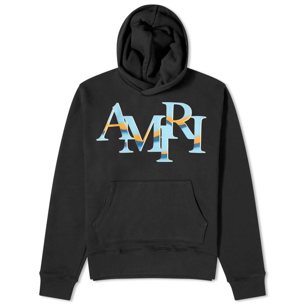 AMIRI Men's Chrome Staggered Logo Hoodie in Black Cover