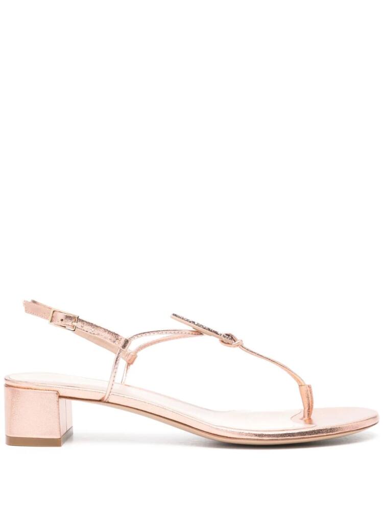 Giorgio Armani 35mm laminated leather sandals - Pink Cover