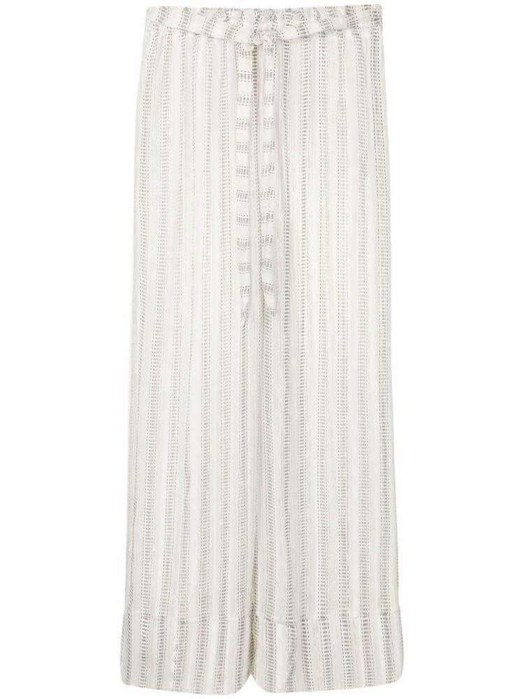 Amir Slama stripe-print tie-waist palazzo pants - White Cover