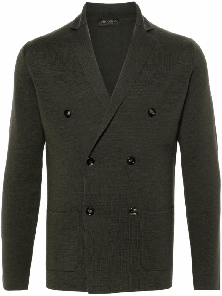 Dell'oglio notched-lapel wool double-breasted cardigan - Green Cover