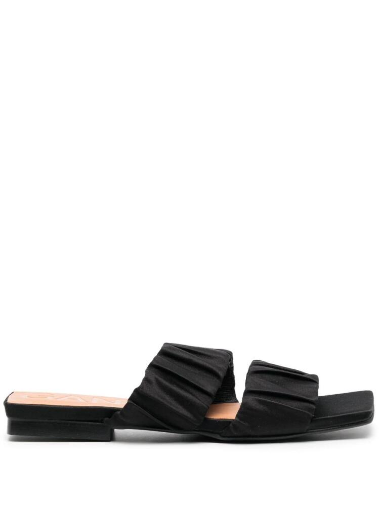 GANNI double-strap flat slides - Black Cover