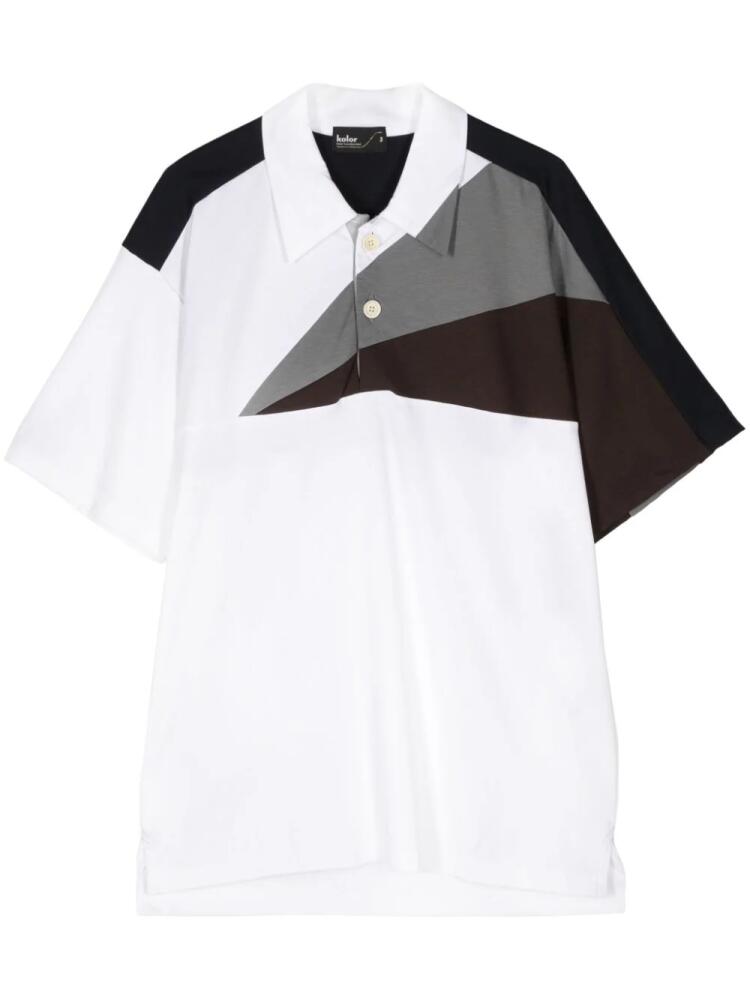 Kolor panelled colour-block polo shirt - White Cover