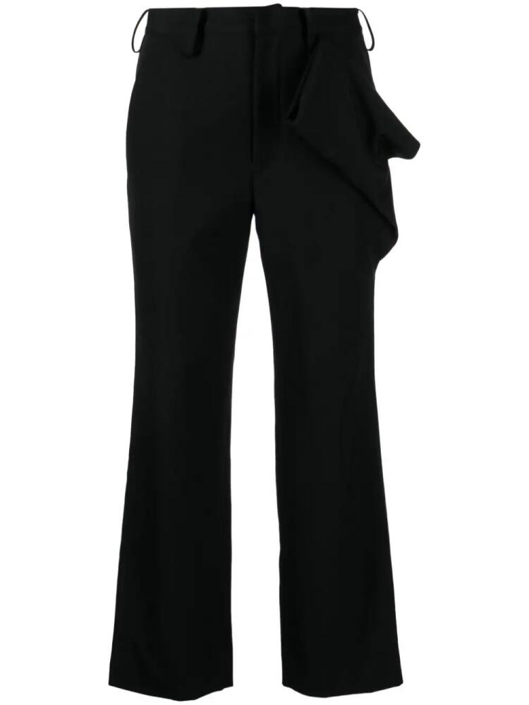 Yohji Yamamoto draped-detail cropped wool trousers - Black Cover