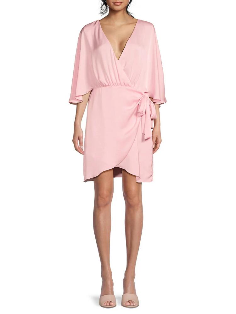 Ramy Brook Women's Alexis Faux Wrap Satin Mini Dress - Candy Pink Cover