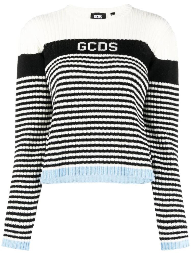 GCDS jacquard-logo striped jumper - White Cover