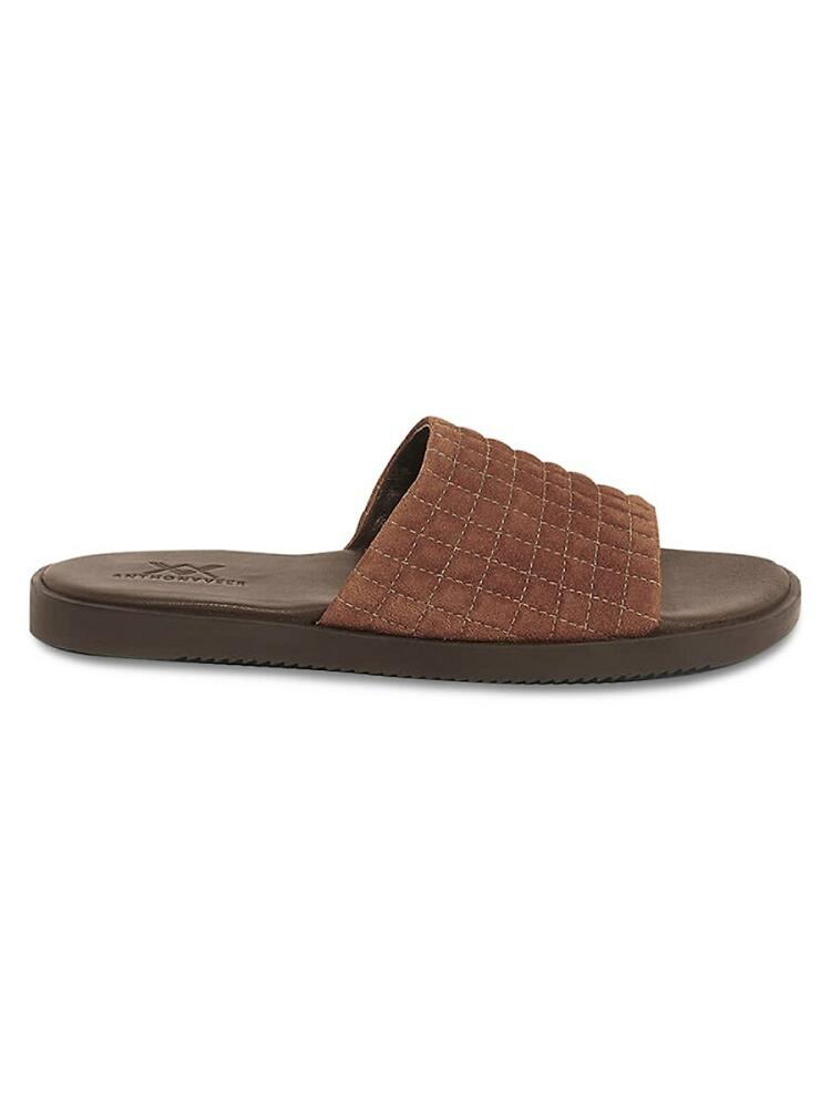 Anthony Veer Men's Miami Quilted Suede Slides - Dark Brown Cover