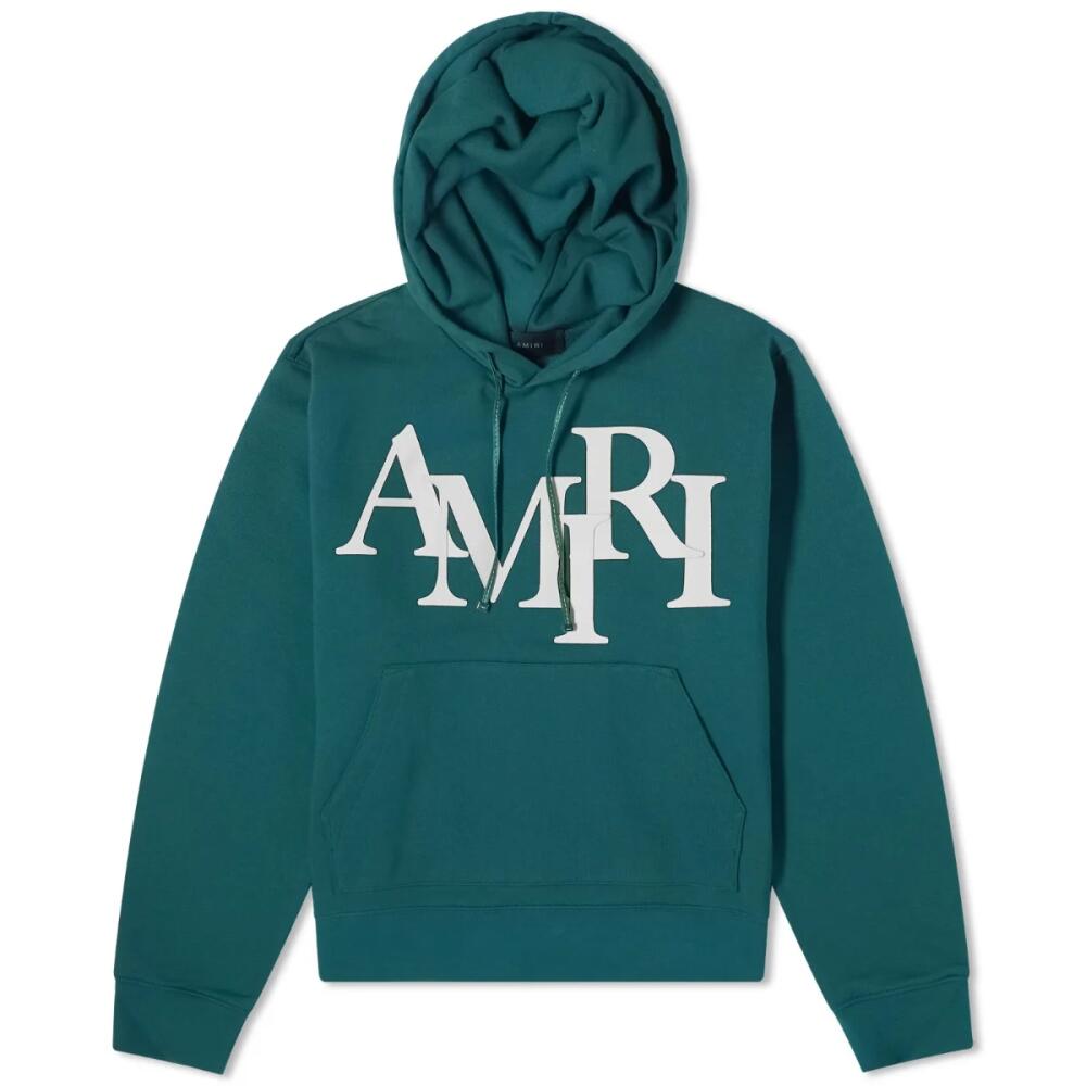 AMIRI Men's Staggered Logo Hoodie in Green Cover