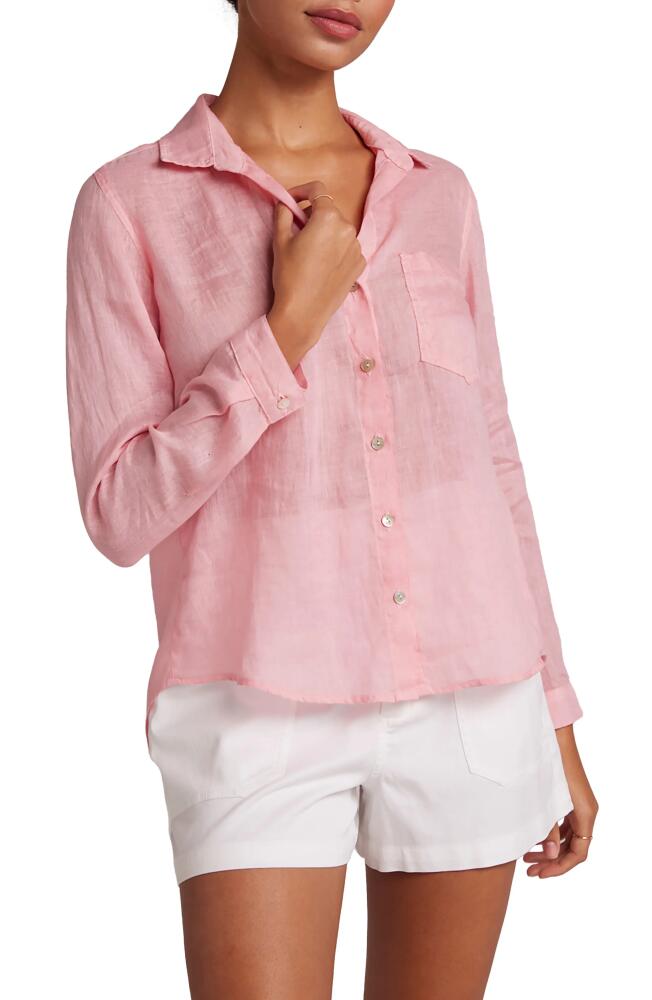 Bella Dahl Garment Dyed Linen Button-Up Shirt in Blossom Pink Cover