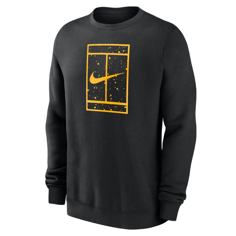 Nike Men's Club Fleece Tennis Pullover Crew-Neck Sweatshirt in Black Cover