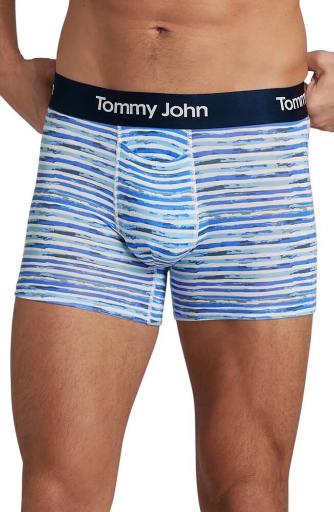 Tommy John Second Skin Boxer Briefs in Baja Blue Painterly Stripe Cover