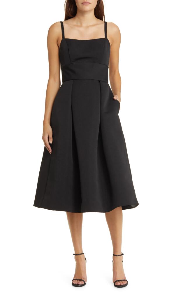 Amsale Faille Cocktail Midi Dress in Black Cover