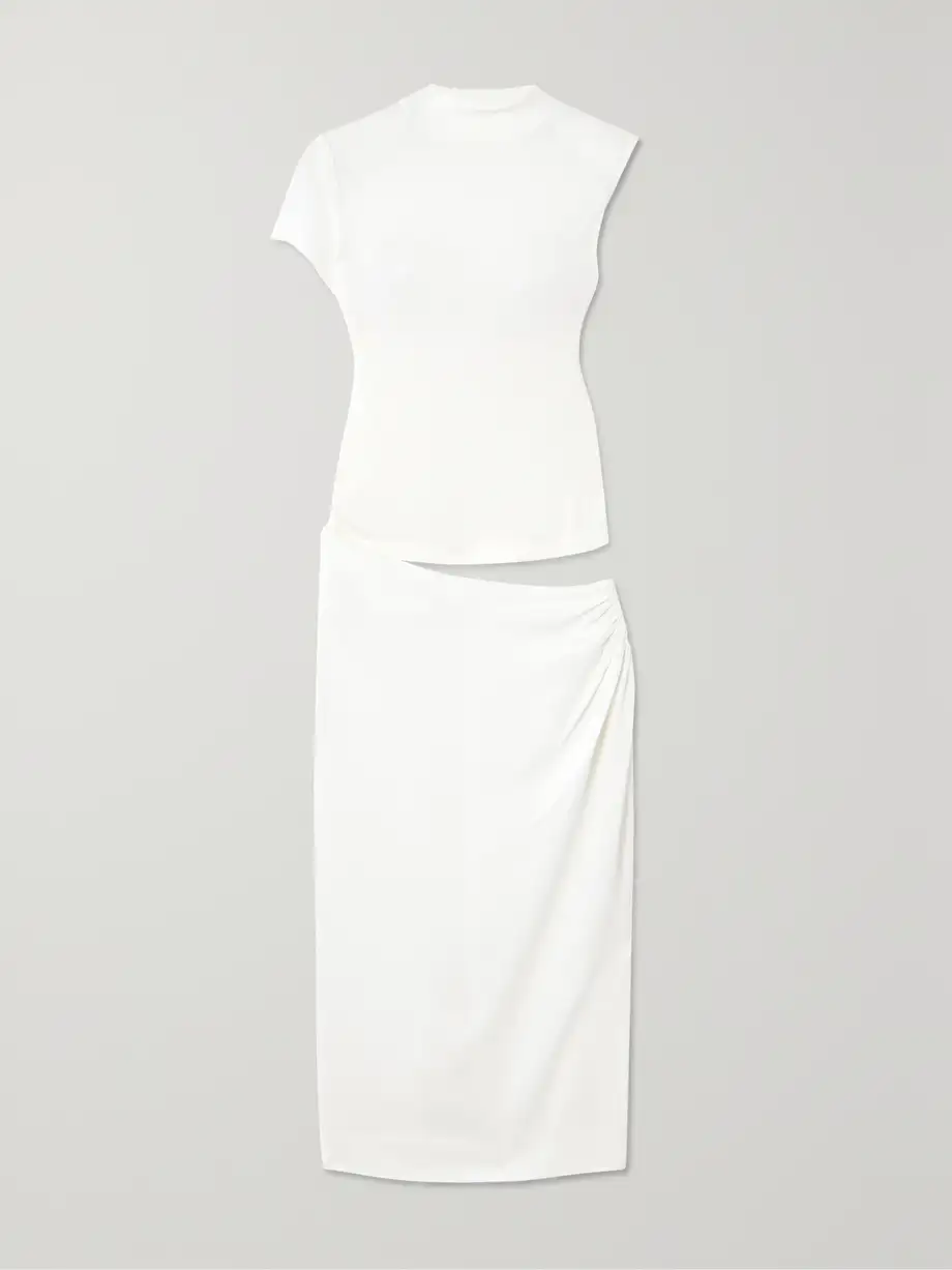 Christopher Esber - Fusion Cutout Ribbed Stretch-jersey And Faille Midi Dress - White Cover