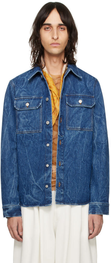 Dries Van Noten Blue Faded Denim Shirt Cover