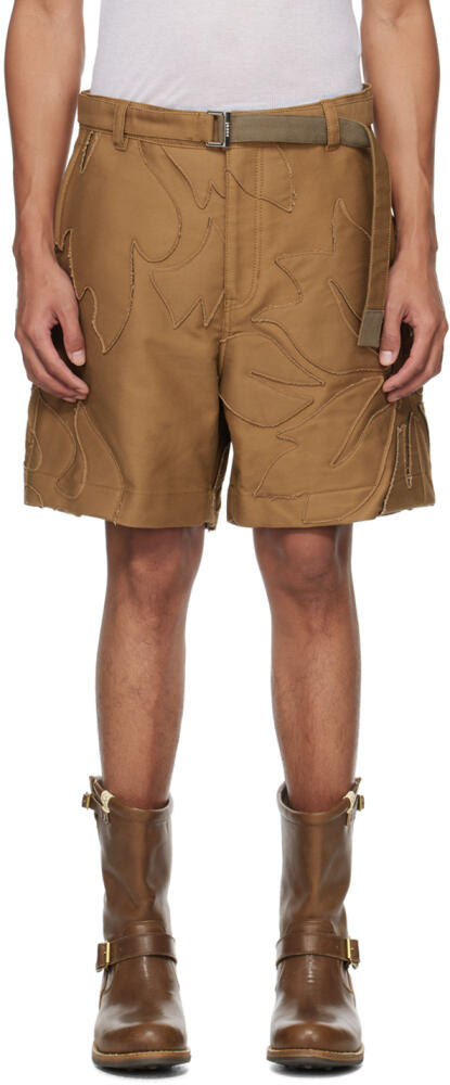 sacai Tan Embroidered Shorts Cover