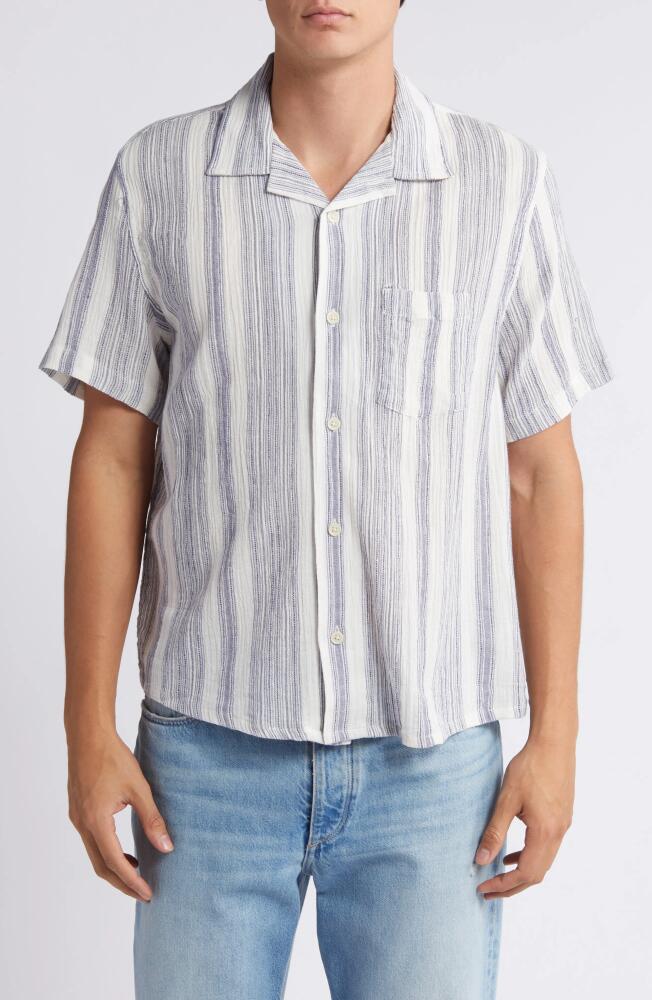 Corridor Tallis Stripe Cotton Blend Camp Shirt in Natural Cover