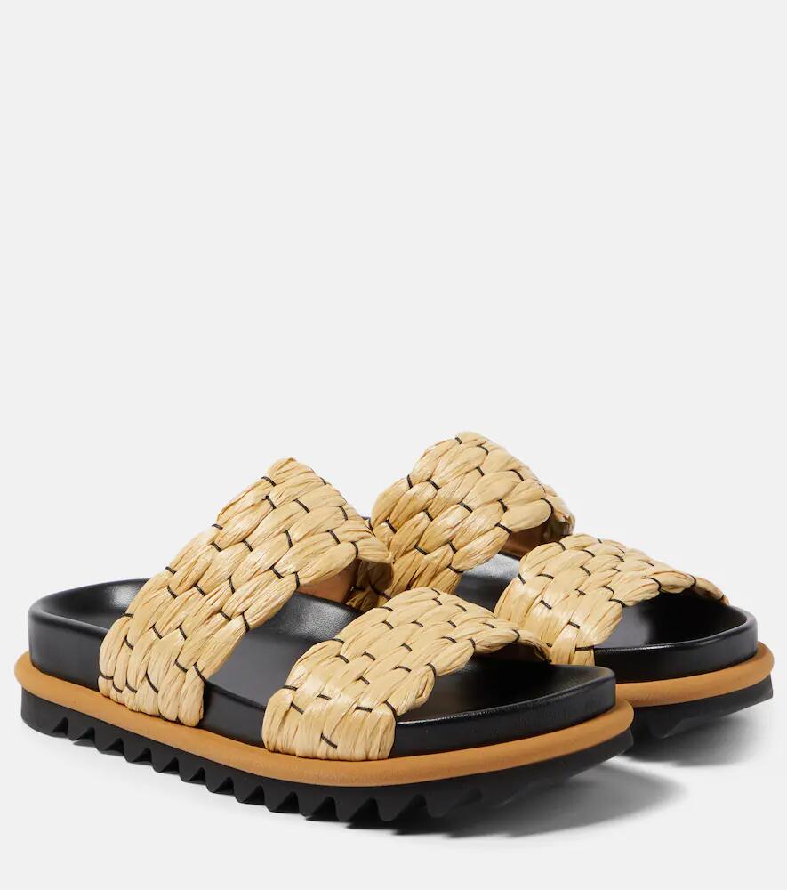 Dries Van Noten Woven and raffia and leather slides Cover