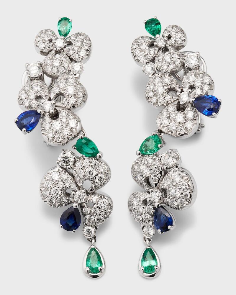 Miseno 18K White Gold Ischia Diamond, Emerald, and Sapphire Earrings Cover