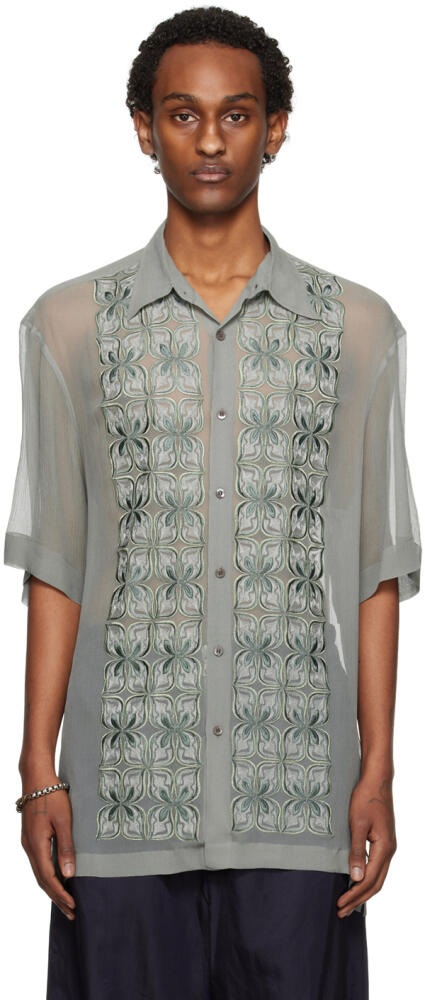 Dries Van Noten Blue Embroidered Shirt Cover