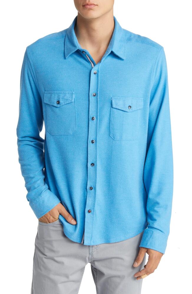 Stone Rose Dry Touch Performance Fleece Button-Up Shirt in Blue Cover