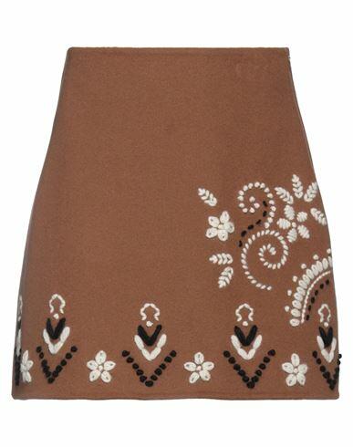 Ermanno Scervino Woman Mini skirt Brown Virgin Wool, Cashmere Cover