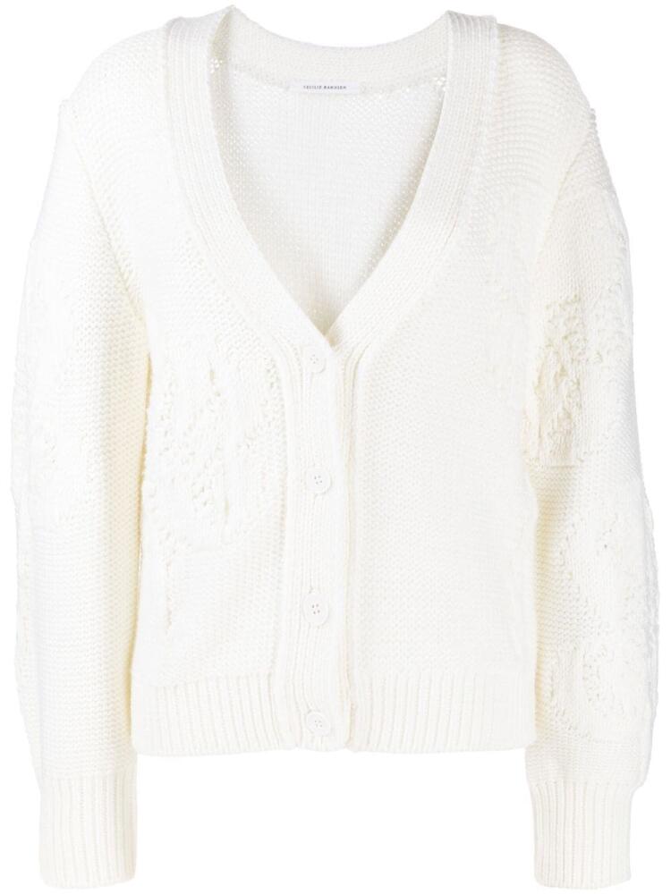 Cecilie Bahnsen V-neck woollen cardigan - White Cover