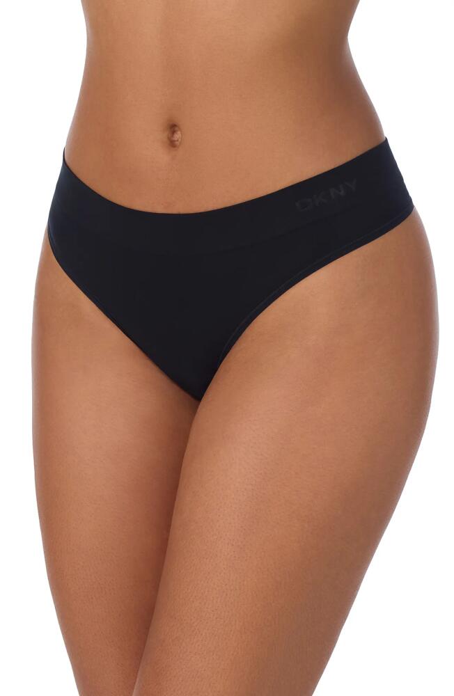 DKNY LiteWear Seamless Thong in Black Cover