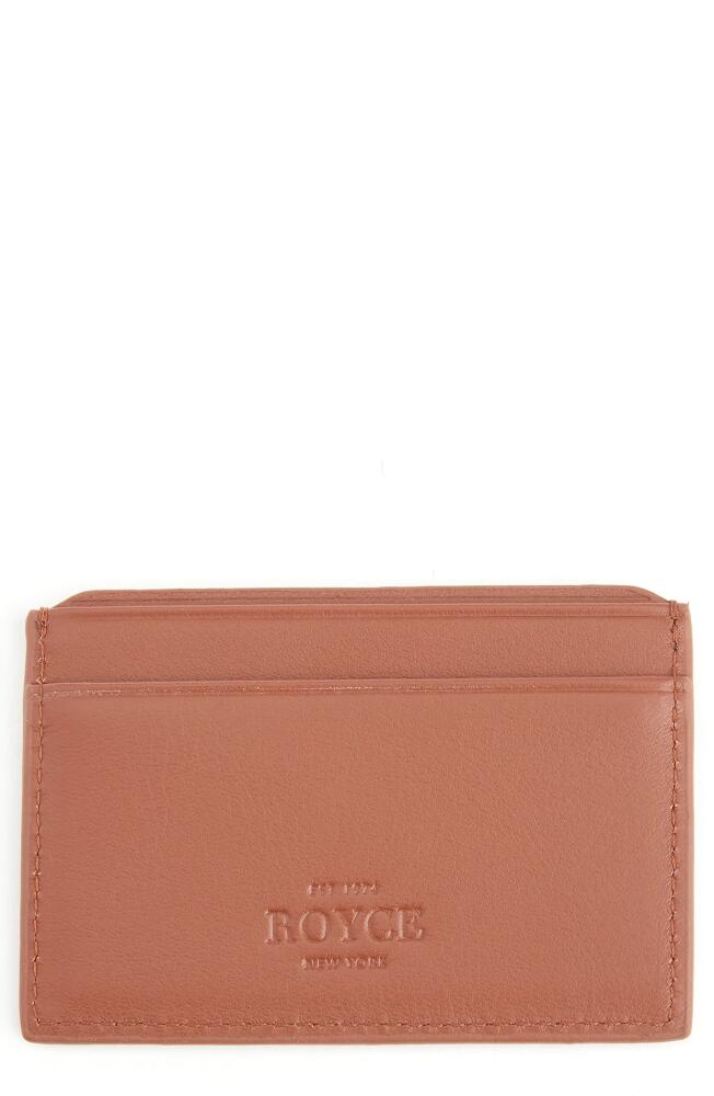 ROYCE New York Personalized RFID Leather Card Case in Tan- Silver Foil Cover