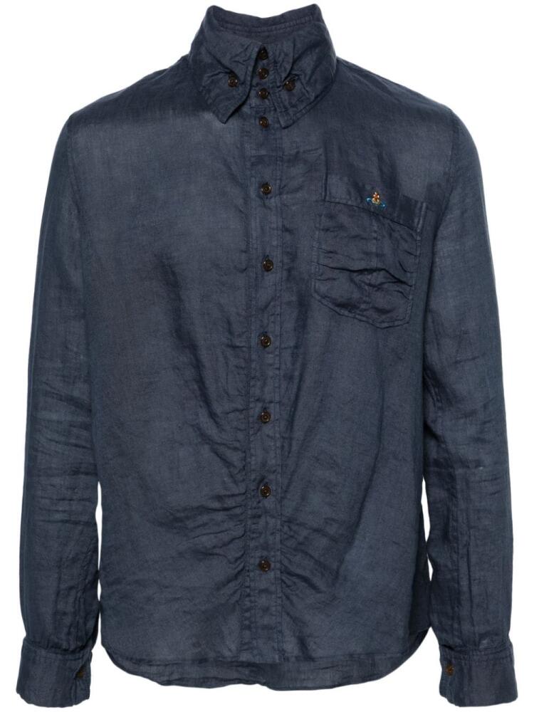 Vivienne Westwood Orb-embroidered linen shirt - Blue Cover