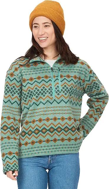 Marmot Heavyweight Drop Line Printed 1/2 Zip (Blue Agave Diamond) Women's Clothing Cover