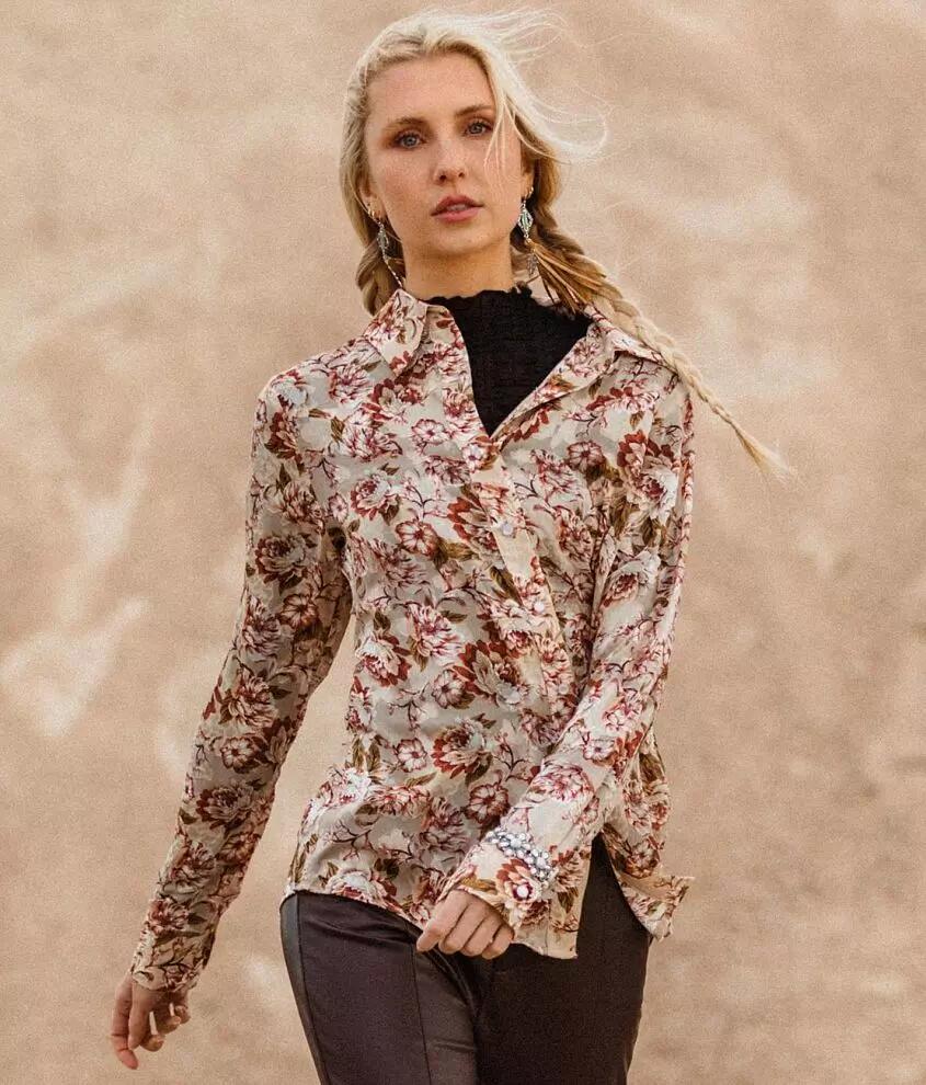 Sterling & Stitch Floral Chiffon Blouse Cover