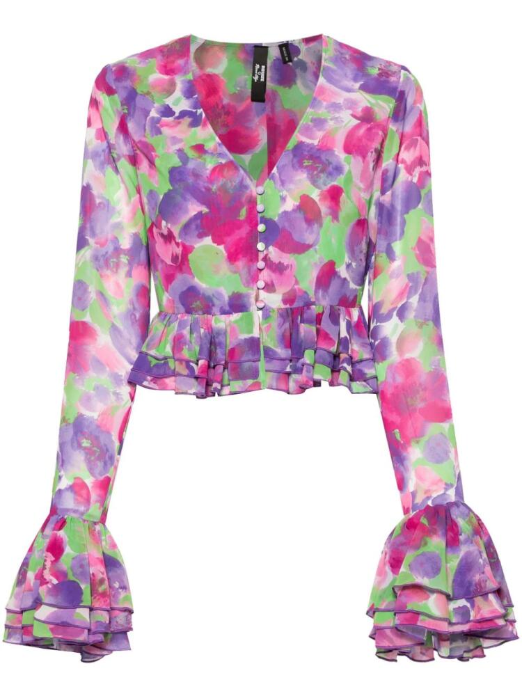 ROTATE BIRGER CHRISTENSEN floral-print cropped blouse - Purple Cover