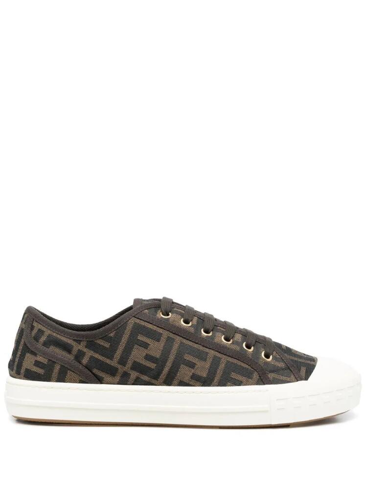 FENDI jacquard-logo low-top sneakers - Brown Cover