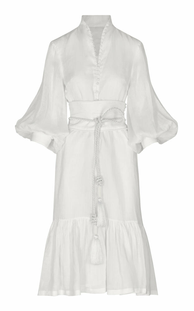 Andres Otalora - Pura Belted Linen Midi Shirt Dress - Off-White Cover