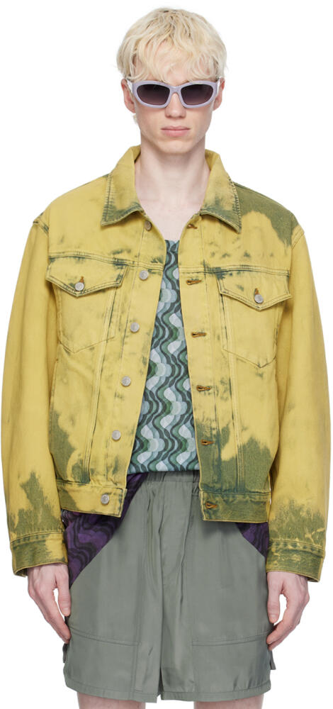 Dries Van Noten Green Garment-Dyed Denim Jacket Cover