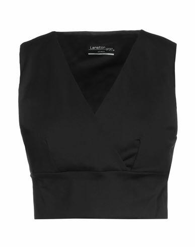 Lanston Sport Woman Top Black Nylon, Elastane Cover