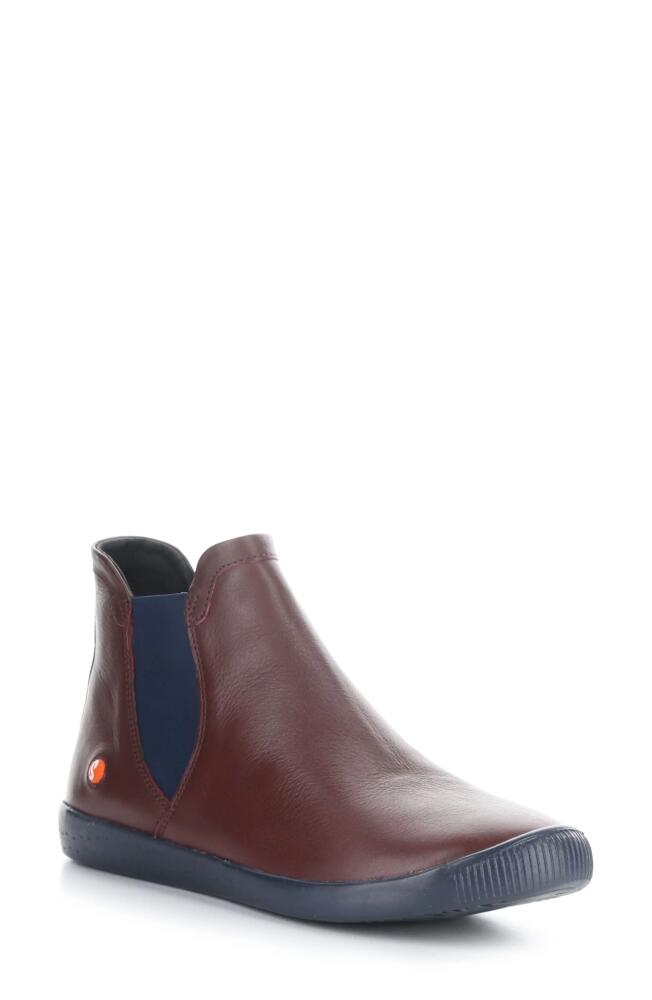 Softinos by Fly London Itzi Chelsea Boot in Dk Red/Navy Smooth Leather Cover