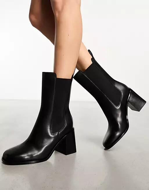 & Other Stories soft square heeled ankle boots in black Cover