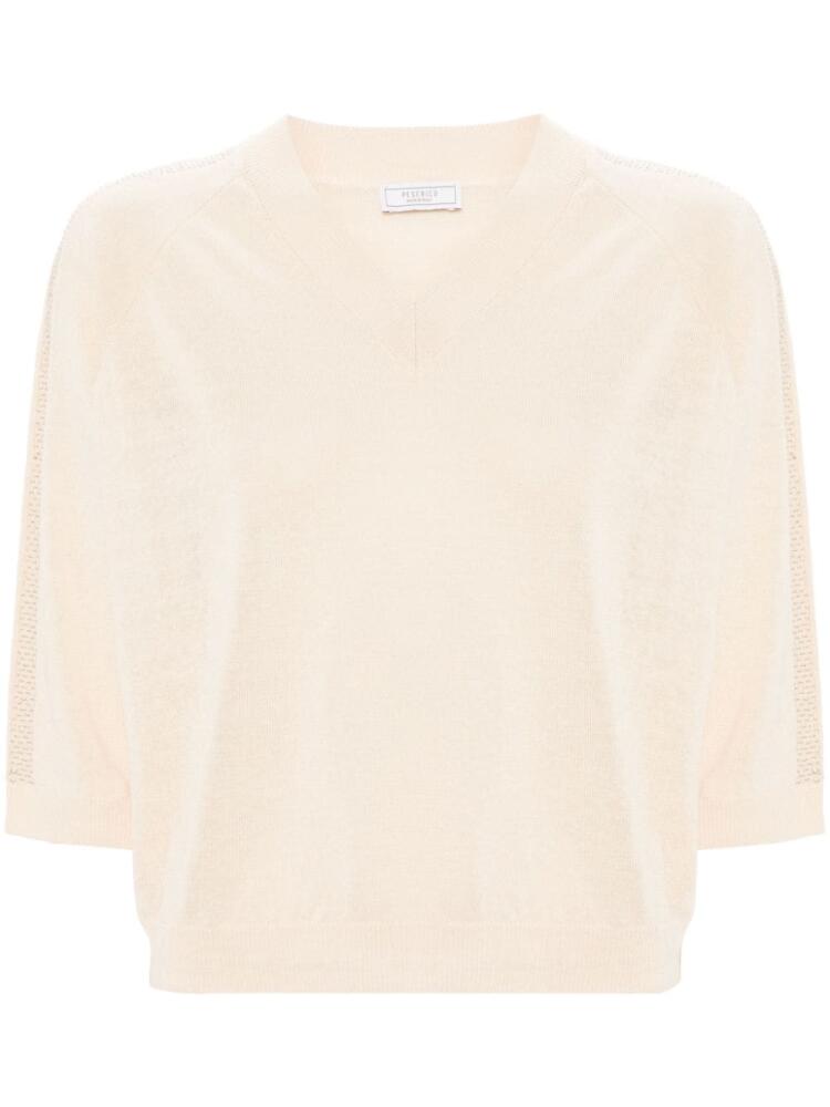 Peserico bead-embellished knitted top - Neutrals Cover