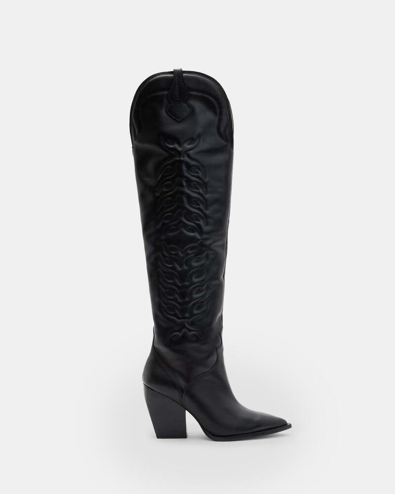 AllSaints Roxanne Knee High Western Leather Boots Cover