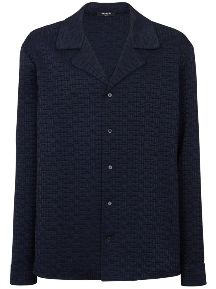 Balmain PB Labyrinth-jacquard pyjama shirt - Blue Cover