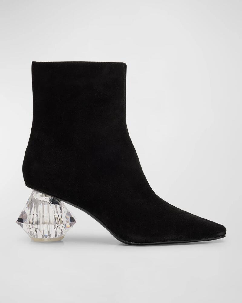 SIMONMILLER Suede Crystal-Heel Ankle Booties Cover