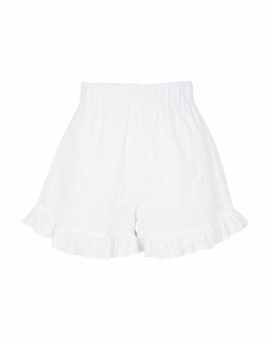 8 By Yoox Cotton Sangallo High-waist Frilled Shorts Woman Shorts & Bermuda Shorts White Cotton Cover