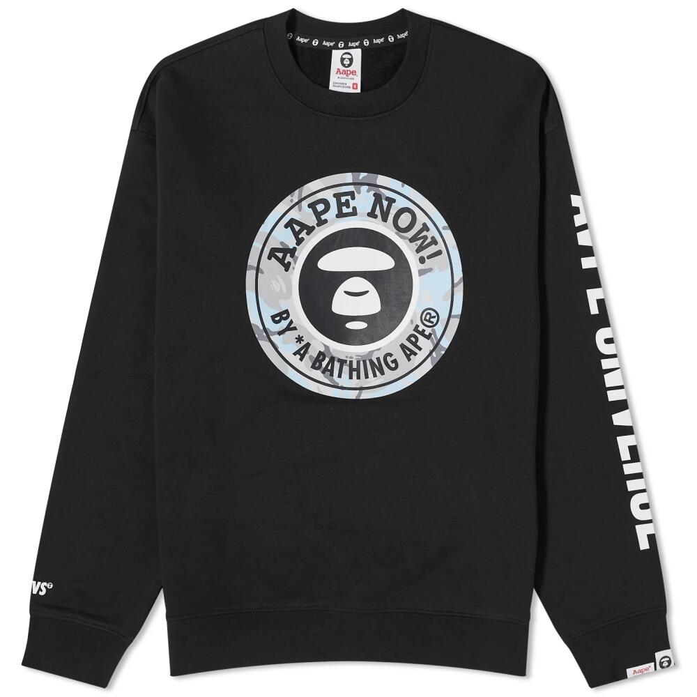 Men's AAPE Basic Stamp Crew Sweat in Black Cover