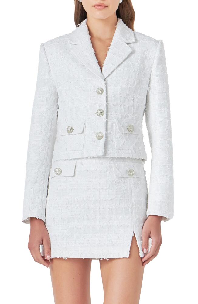 Endless Rose Crop Tweed Jacket in White Cover